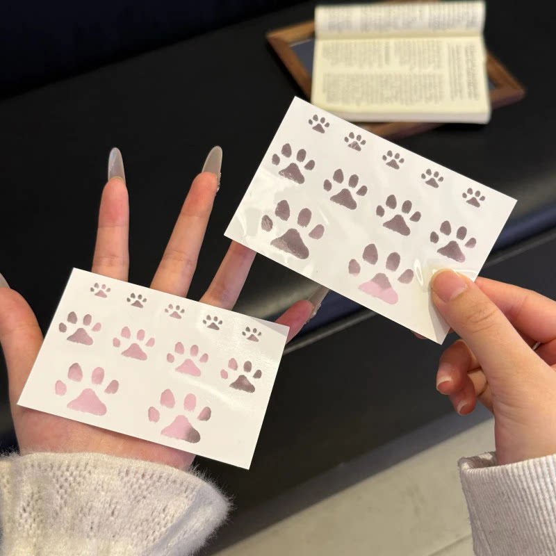 猫爪温变纹身贴全是猫爪体温变色可爱套装爱心猫咪变色纹理温变贴