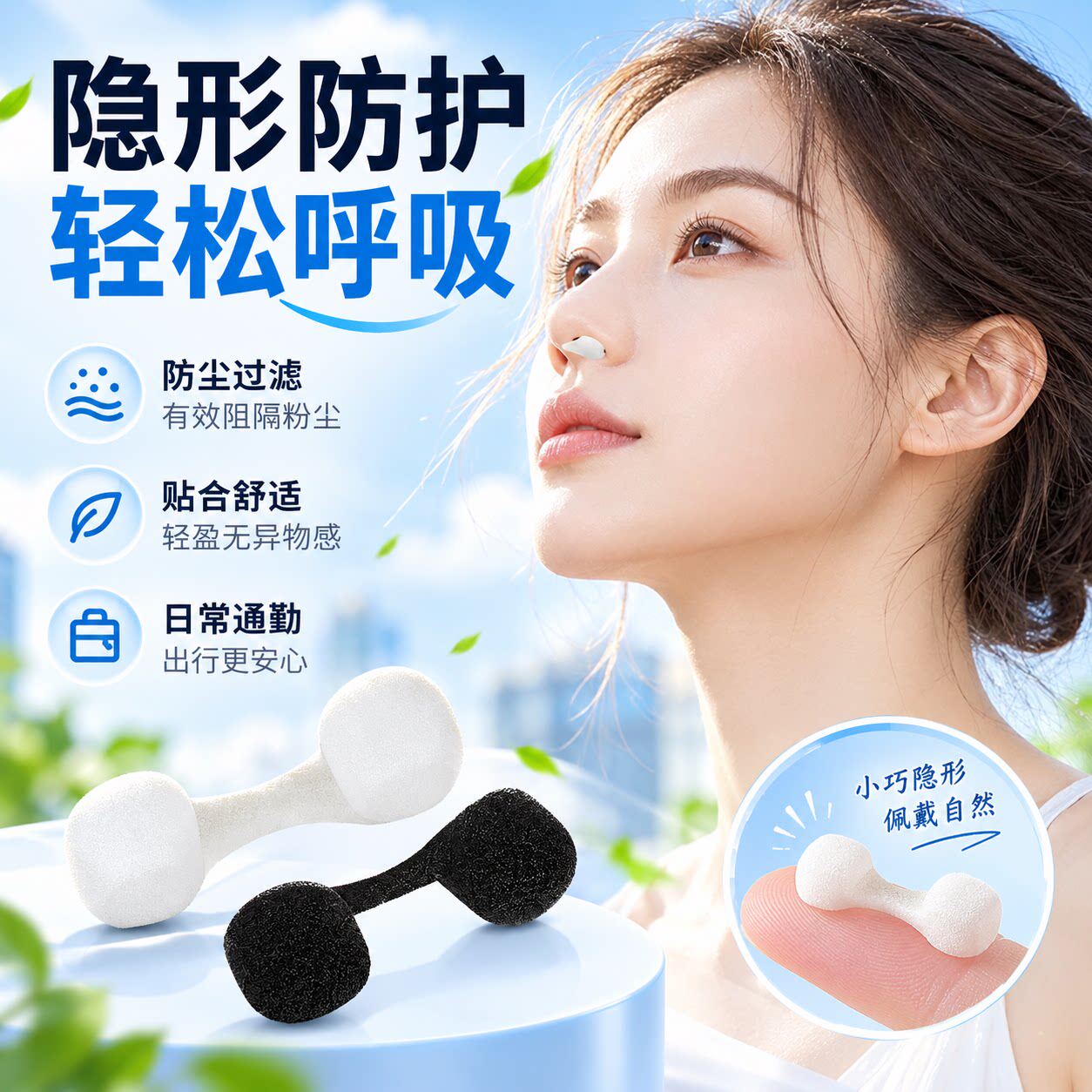 鼻塞防尘隐形护鼻罩防工业粉尘易呼吸花粉打磨用过滤器通鼻神器