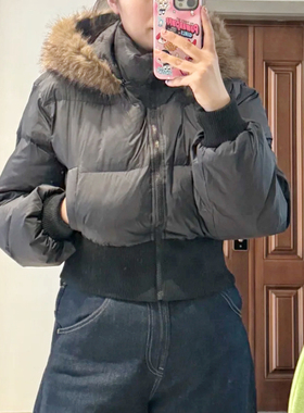 2025冬季新款女装休闲毛领连帽插袋短款棉服150085