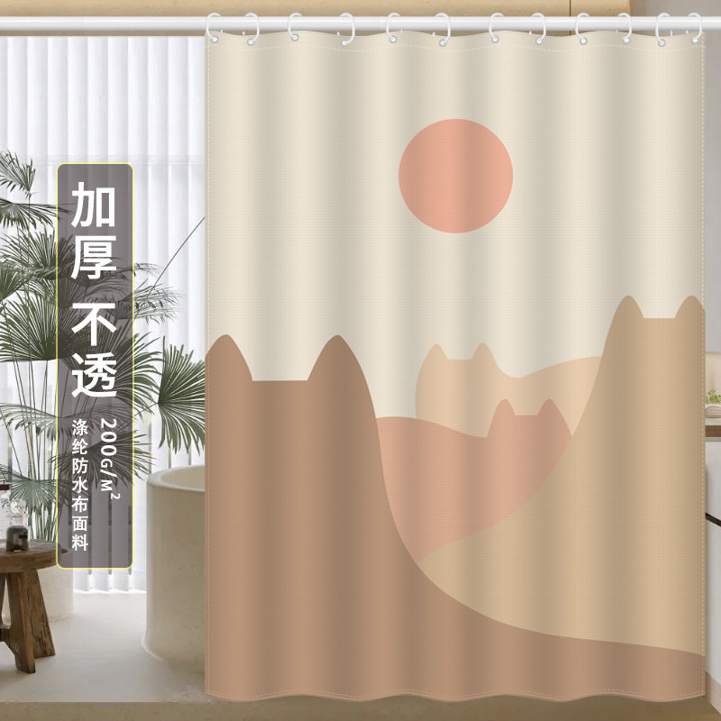 浴帘防水隔断帘日式加厚涤纶