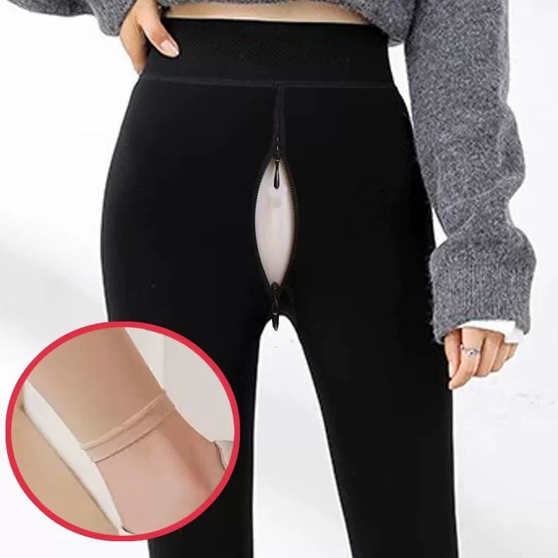 双头拉链光腿女丝袜秋冬季加绒加