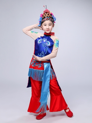 儿童俏花旦演出服戏服京剧戏曲头饰表演服女小花旦心有翎兮舞蹈服