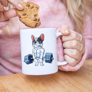 健身GYM斗牛犬水杯咖啡杯INS风健身房健美礼物办公室马克杯陶瓷杯