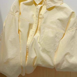 2025春日外搭鹅黄色Polo领衬衫女内搭慵懒风宽松休闲 叠穿衬衫外