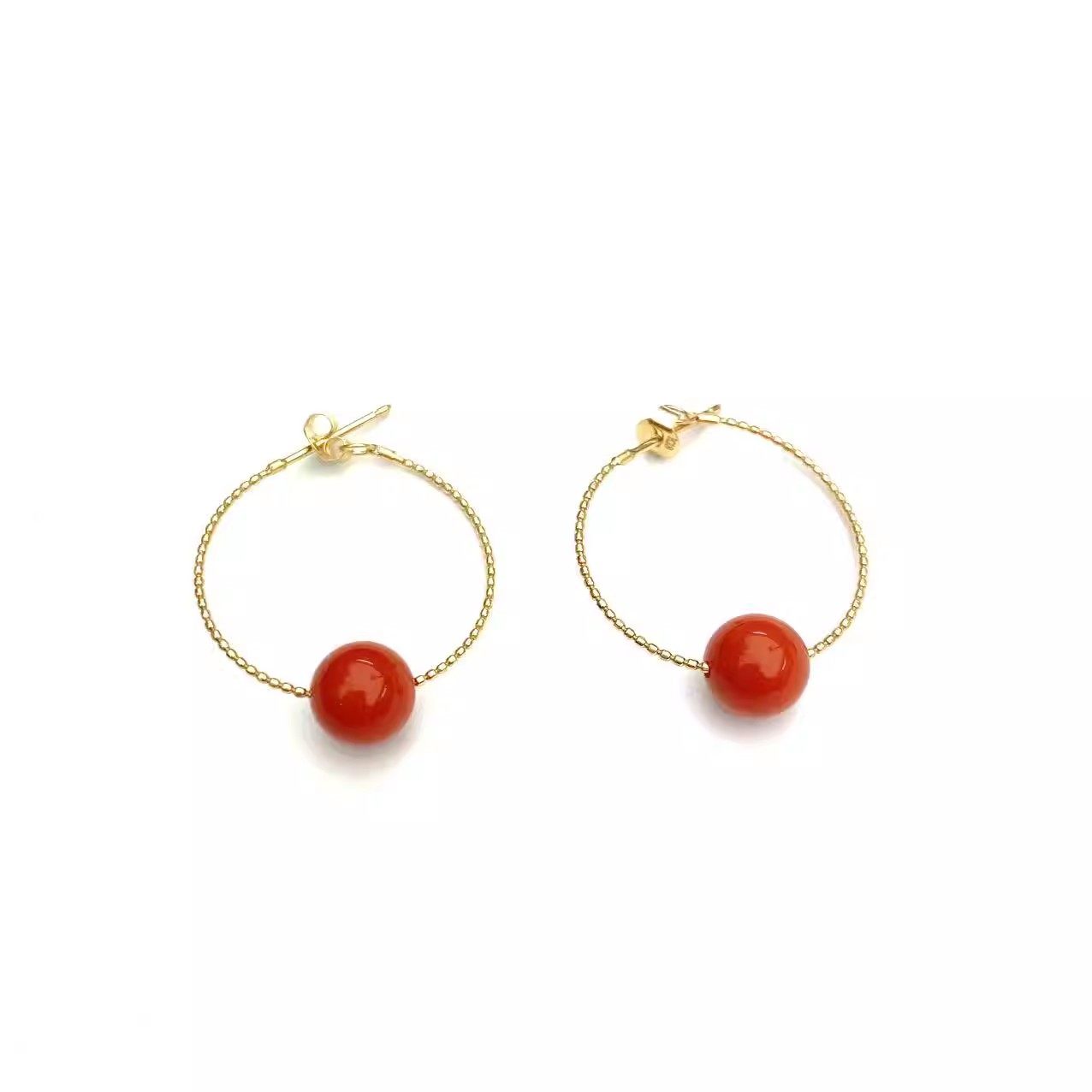 安伯曼瓦西南红满色满肉18K金圈圈耳环8-9mm,珠宝/钻石/翡翠,耳饰,淘宝优惠券,粉丝福利购,淘宝优惠卷