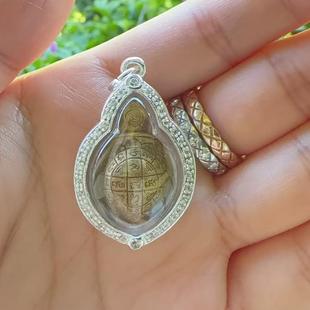 2560年龙婆银M清zhai龟银壳吊坠F牌配不锈钢项链