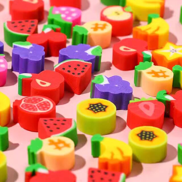 卡通新款橡皮擦太空水果数字小学生奖品多款识图pvc迷你可爱橡皮
