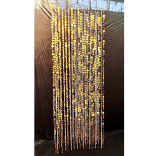 新款婚礼堂金银色成品亮片吊件婚礼酒店背景亮片圆片串道具装饰帘