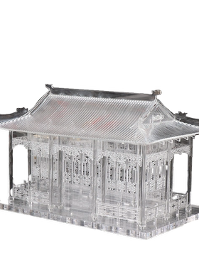 现代新中式亚克力院落摆件创意透明凉亭建筑屋檐样板房间软装饰品