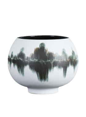 新中式风水墨画磨砂样板间摆件