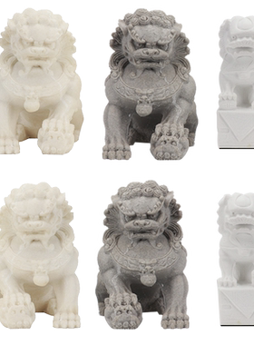 新中式风砂岩石狮子样板小摆件