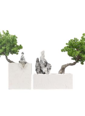 新中式仿真松树植物盆景创意客厅玄关家具装饰酒店样板间盆栽摆件