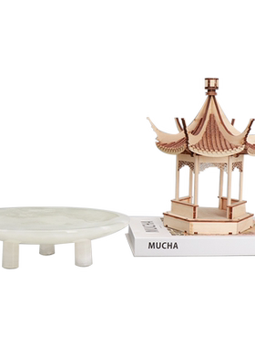 现代新中式轻奢玉石古建筑摆件