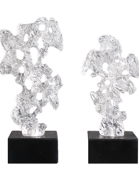 新中式风透明样板间电视柜太湖石