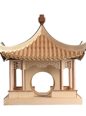 木新中式客厅手工拼装古建筑摆件