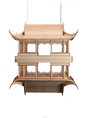 镜像倒影古建筑凉亭摆件