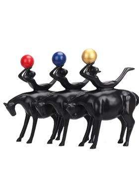 新中式风雕塑轻奢样板房软装饰品