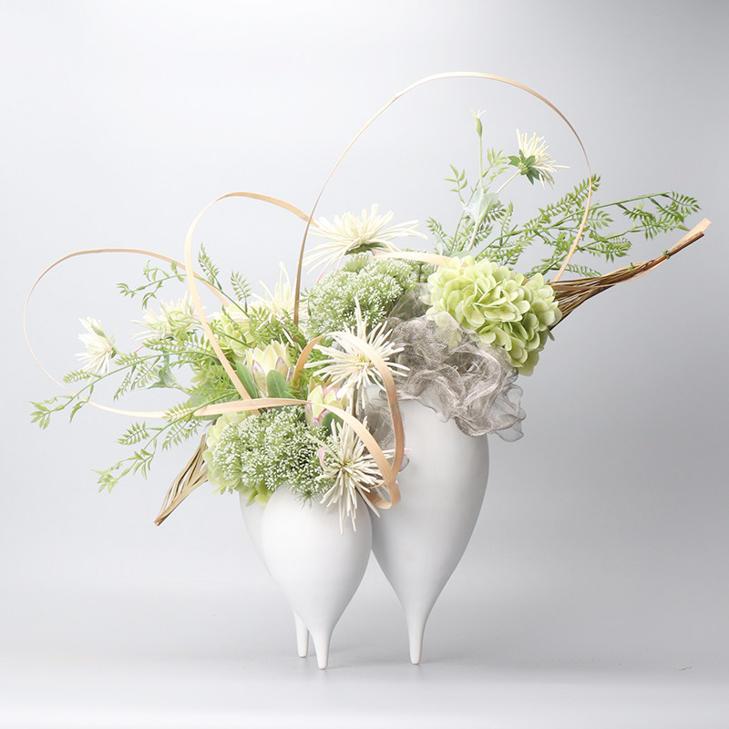 新中式现代简约仿真架构花艺绿植样板间售楼部酒店大堂吧台摆件