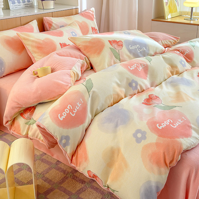 秋冬ab全棉磨毛加绒被套单件加厚一面纯棉单面牛奶法兰珊瑚绒保暖