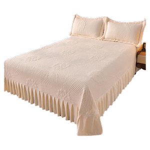 纯色加厚雕花牛奶绒床盖带裙边单件冬季保暖防滑床单珊瑚绒三件套