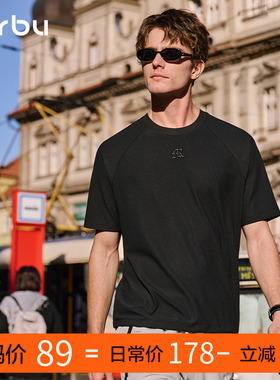 MrBu布先生短袖T恤男新款夏季上衣插肩袖刺绣透气抽绳GT16363断码
