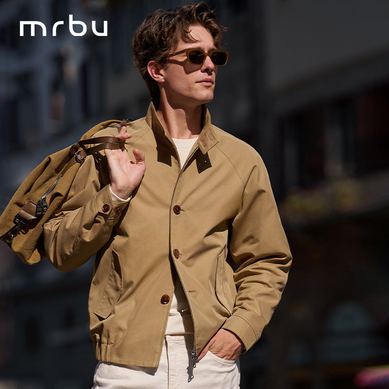 MrBu布先生哈灵顿风复古夹克男新款卡其色纽扣休闲外套KT17665