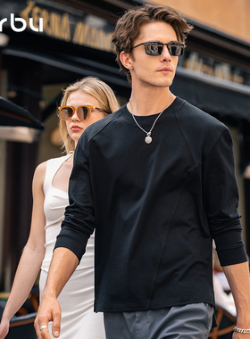MrBu布先生重磅长袖t恤男士插肩袖型时尚280g纯棉秋冬上装KT15681