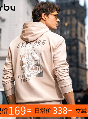 MrBu布先生卫衣男上衣秋冬宽松后背时尚印花连帽长袖KT15735断码