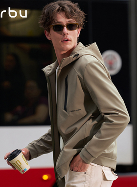 MrBu布先生连帽防风卫衣外套男绿色机能风插肩长袖双拉链KT16629