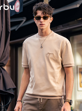 MrBu布先生廓形圆领短袖男士t恤衫夏季宽松上衣透气时尚GT15209