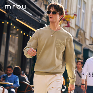 立体刺绣时尚 长袖 KT16599 春季 MrBu布先生圆领薄卫衣绿色上衣男士