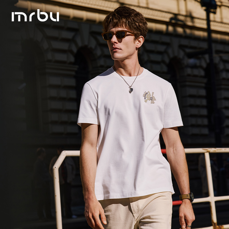 MrBu布先生短袖T恤男几何图案