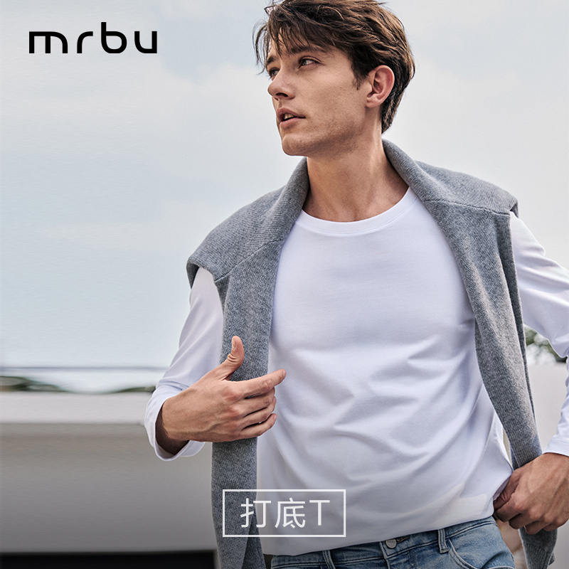 布先生圆领居家长袖打底T恤衫