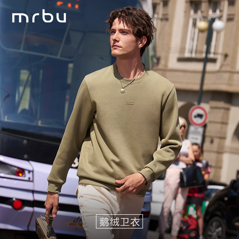 MrBu布先生圆领鹅绒卫衣男士长袖