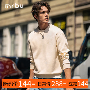 MrBu布先生宽松休闲长袖 T恤圆领套头卫衣男生刺绣印花KT15717断码
