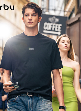 MrBu布先生廓形纯色短袖男款t恤夏季小高领上衣下摆开衩GT15207