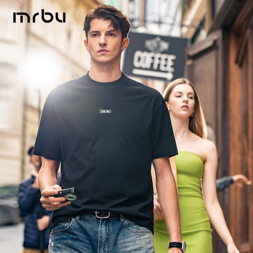 MrBu布先生小高领下摆开衩短袖T