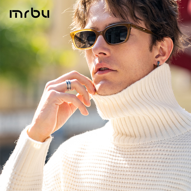 MrBu布先生针织白色毛衣长袖T恤男款可翻高领秋冬时尚减龄KT15702