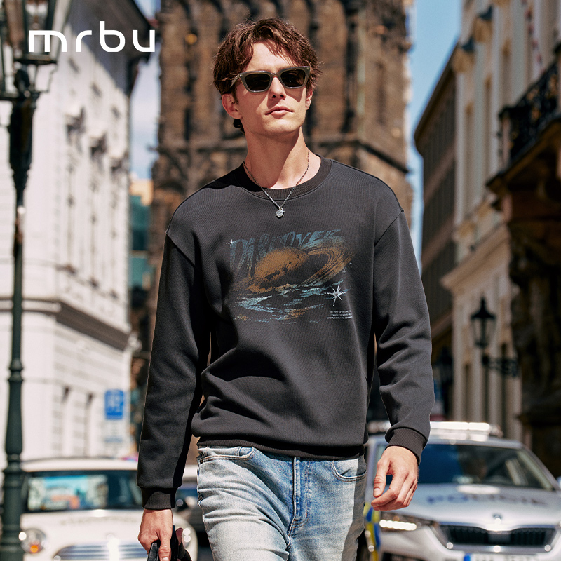 MrBu布先生廓形版圆领贴身卫衣男