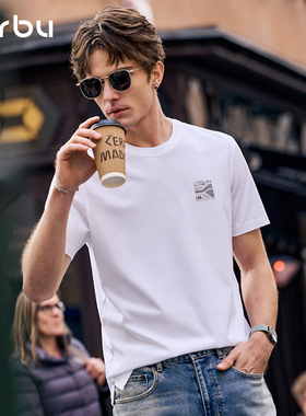 MrBu布先生短袖T恤男圆领体恤衫风景刺绣圆领透气时尚新款GT16307