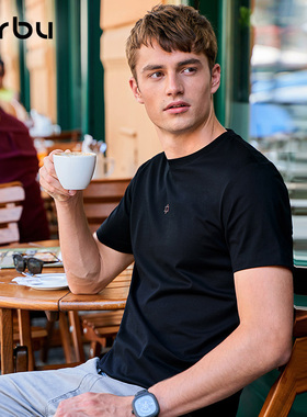 MrBu布先生短袖T恤男装夏季长绒棉立体印花简约圆领款上衣GT00708