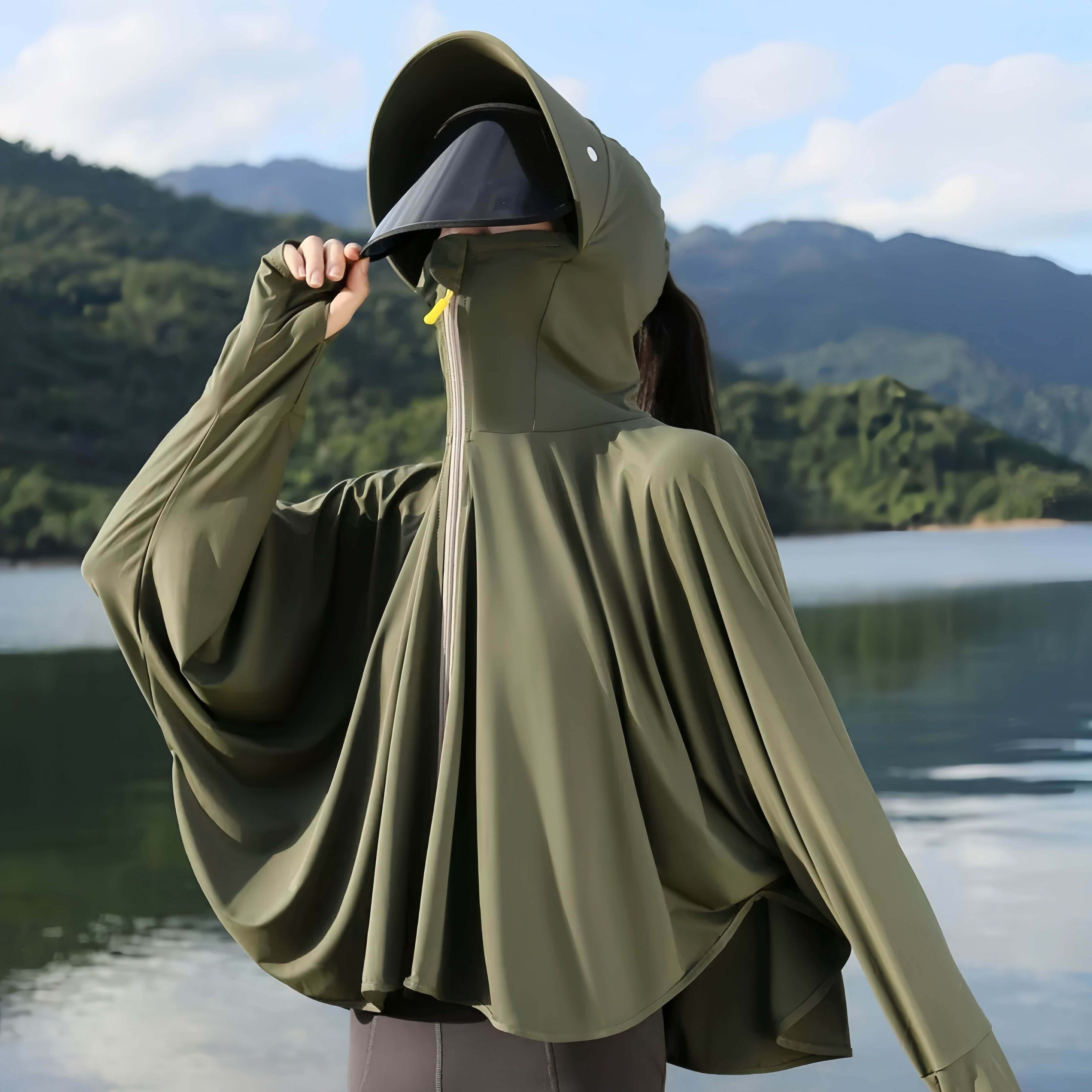 大帽簷防晒衣女夏季2026新款紫外线冰丝披肩大尺码防晒服骑车宽松