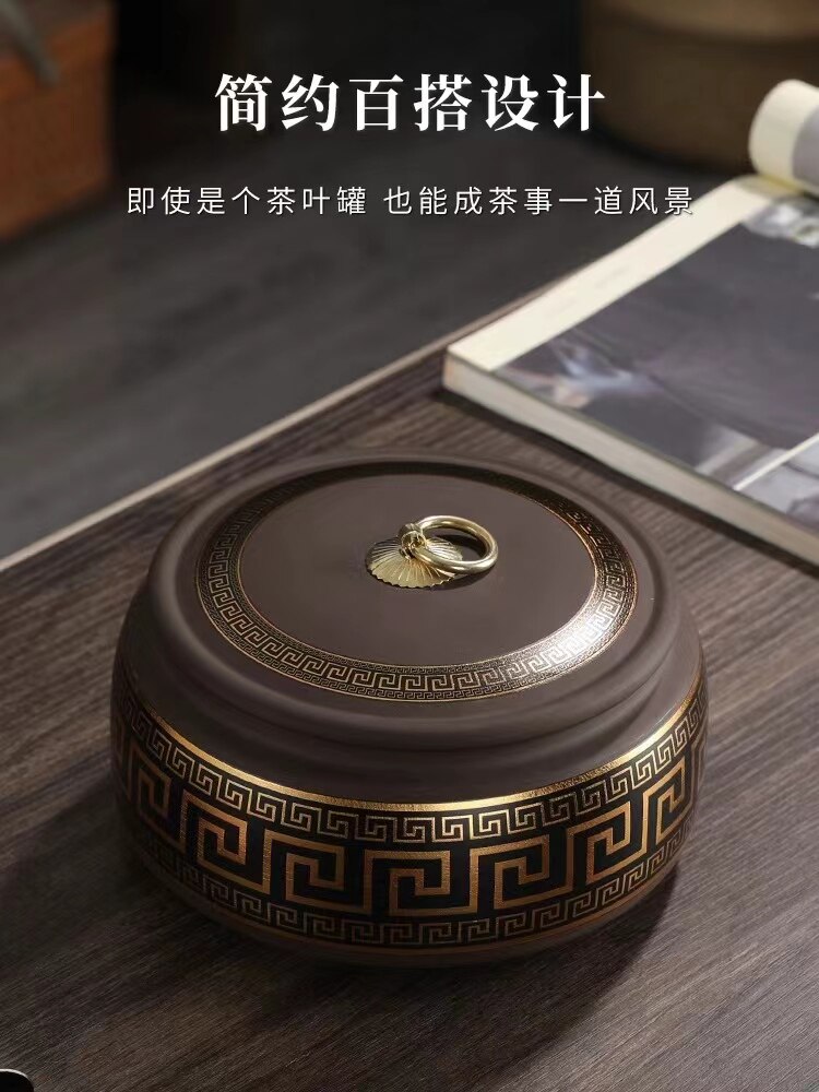 紫砂陶瓷大半磅红茶、绿茶、普洱茶、密封罐、通用家用储罐