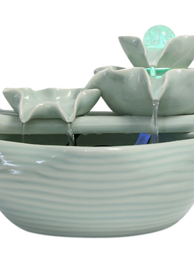 陶瓷流水喷泉雾化鱼缸开业礼品