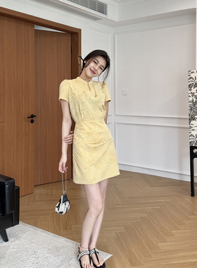 张阿星【半生韶华】国风新中式改良旗袍裙气质立领收腰碎花连衣裙