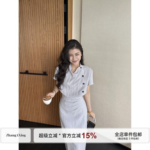 张阿星【皱皱裙】莱赛尔亚麻老钱垂坠质感通勤复古极简气质连衣裙
