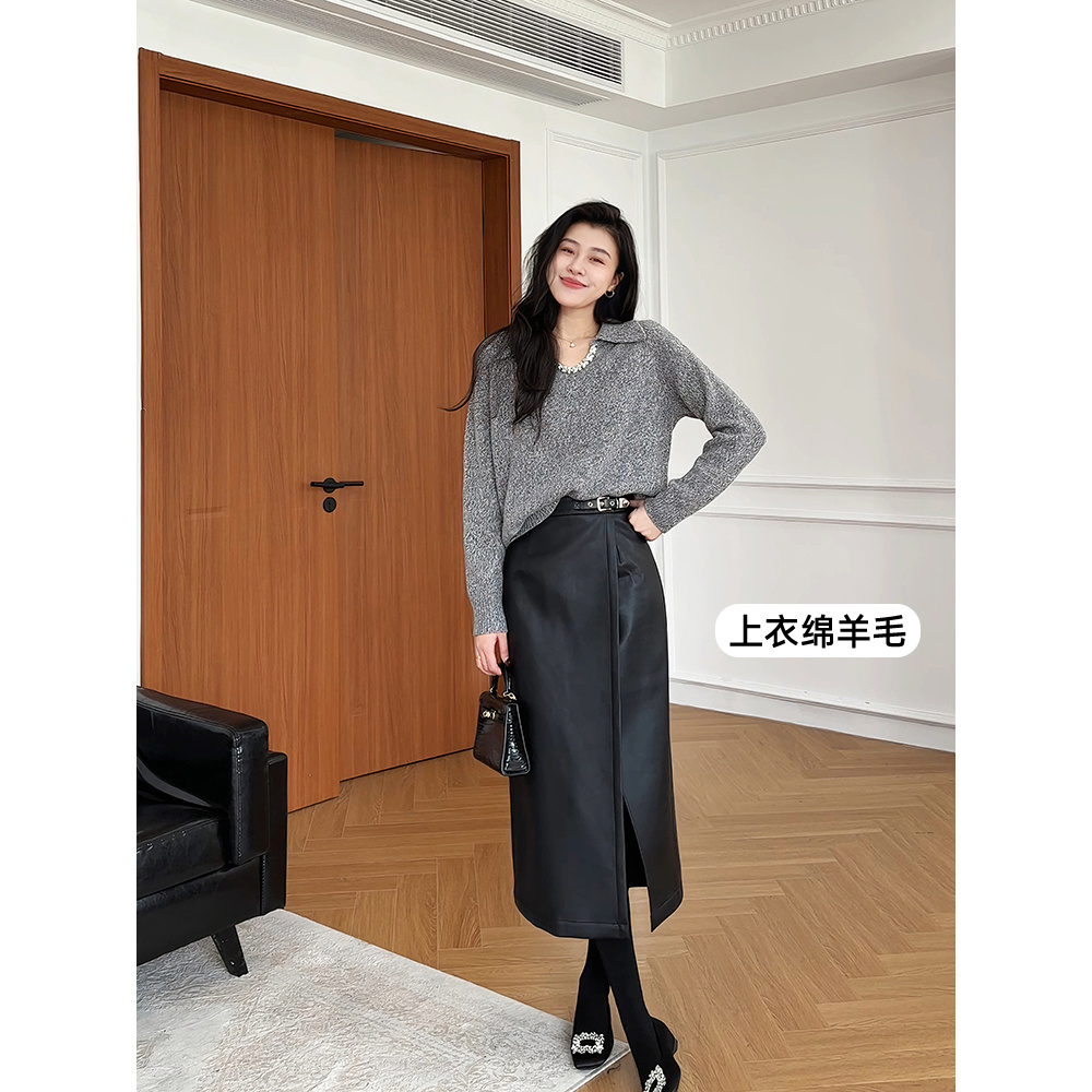 张阿星【心动际遇】冬季新款绵羊毛亮片翻领毛衣