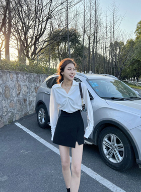 张阿星【S腰高腰裙裤】 百搭黑色质感高腰裙裤新款收腰通勤短裙