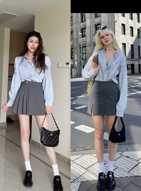 张阿星【海岸叙歌】春季新款三色简约百搭气质衬衫+ 高腰半裙套装