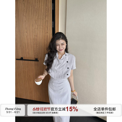 张阿星【皱皱裙】莱赛尔亚麻老钱垂坠质感通勤复古极简气质连衣裙
